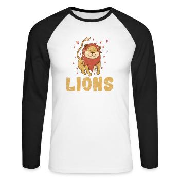 Lions en Afrique Lion - T-shirt baseball manches longues Homme - blanc/noir - Devant - Nik (191cm)