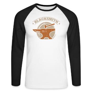 Métier de forgeron - T-shirt baseball manches longues Homme - blanc/noir - Devant - Nik (191cm)