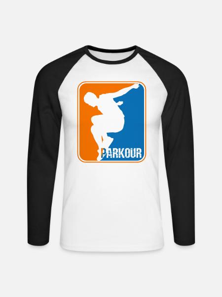 Parkour Sport Logo - Unisex Long Sleeve Baseball T-Shirt - white/black
