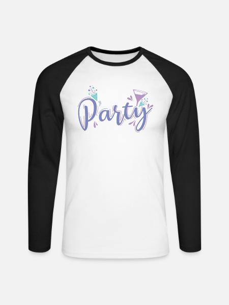 Party with friends - Unisex Long Sleeve Baseball T-Shirt - white/black