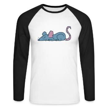 Rat sleeping nature rodent - Unisex Long Sleeve Baseball T-Shirt - white/black - Front - Nik (191cm)