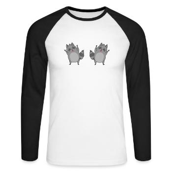Des ratons laveurs dansent - T-shirt baseball manches longues Homme - blanc/noir - Devant - Nik (191cm)