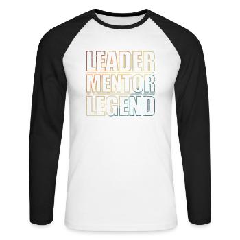 Leader, mentor, légende - T-shirt baseball manches longues Homme - blanc/noir - Devant - Nik (191cm)