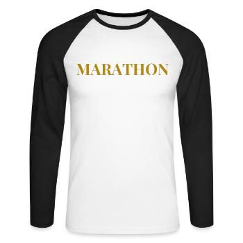 Marathon - Unisex Baseballshirt langarm - Weiß/Schwarz - Vorne - Nik (191cm)