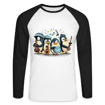 The Penguin Band - Unisex Long Sleeve Baseball T-Shirt - white/black - Front - Nik (191cm)