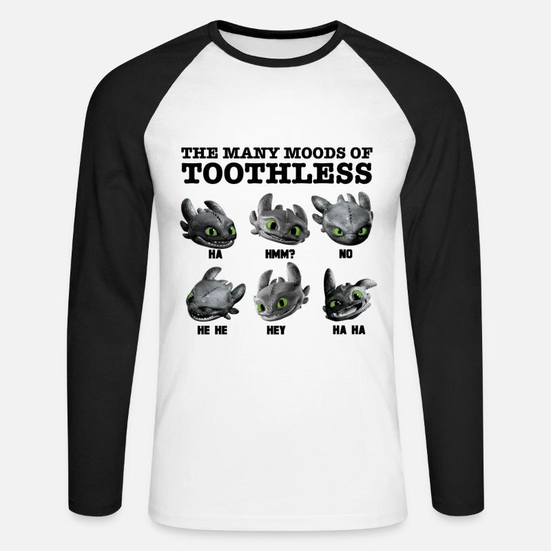 Cómo entrenar a tu dragón de forma fácil Toothless Moods - Raglán manga larga hombre - blanca/negro
