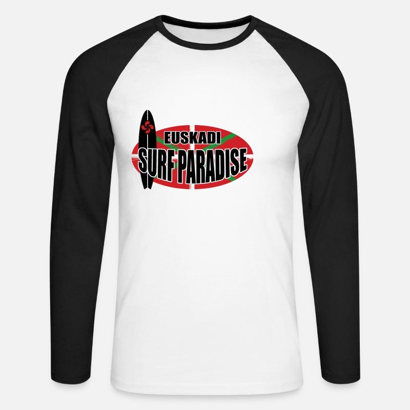 Surf Euskadi - Maglia da baseball a manica lunga da uomo - bianco/nero