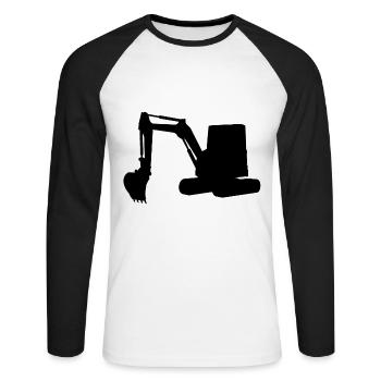 pelle Pelle Noir Terrassement Génie Civil Chantier - T-shirt baseball manches longues Homme - blanc/noir - Devant - Nik (191cm)