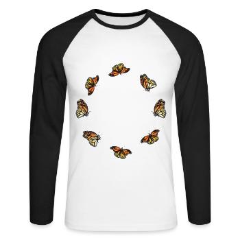 butterfly - Unisex Long Sleeve Baseball T-Shirt - white/black - Front - Nik (191cm)
