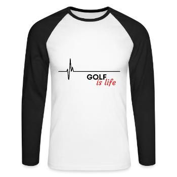 Le golf, c’est la vie. - T-shirt baseball manches longues Homme - blanc/noir - Devant - Nik (191cm)