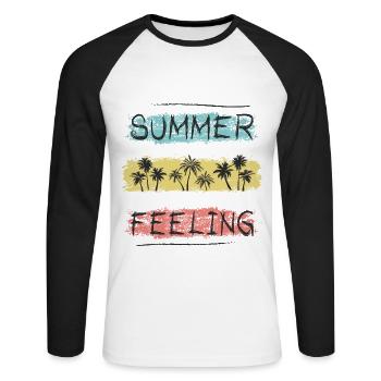 Summer Feeling - Unisex Long Sleeve Baseball T-Shirt - white/black - Front - Nik (191cm)