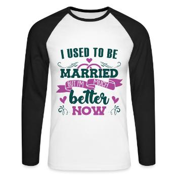 Women Divorce - Unisex Long Sleeve Baseball T-Shirt - white/black - Front - Nik (191cm)