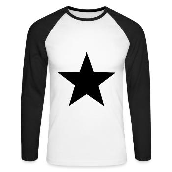 schwarzer Stern, black star - Unisex Baseballshirt langarm - Weiß/Schwarz - Vorne - Nik (191cm)