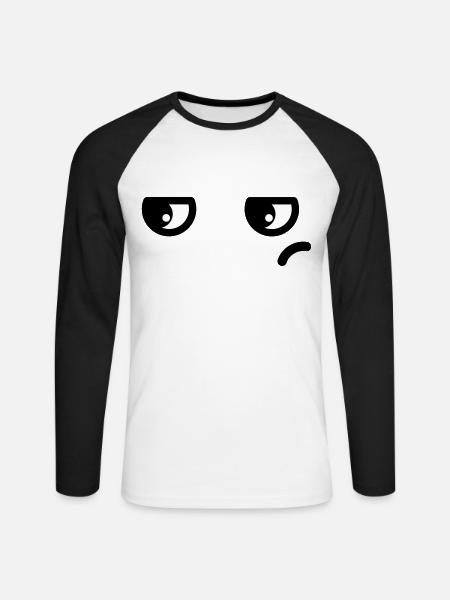 Augen Genervt Kawaii - Unisex Baseballshirt langarm - Weiß/Schwarz