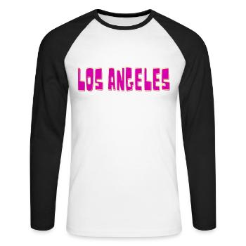 Los Angeles - Unisex Baseballshirt langarm - Weiß/Schwarz - Vorne - Nik (191cm)