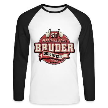 So sieht der beste Bruder der Welt aus - Unisex Baseballshirt langarm - Weiß/Schwarz - Vorne - Nik (191cm)