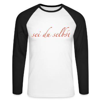 sei du selbst - Unisex Baseballshirt langarm - Weiß/Schwarz - Vorne - Nik (191cm)