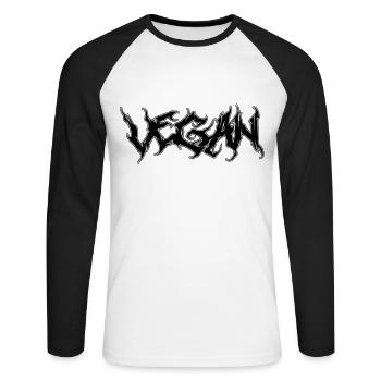 VEGAN (Black Metal) - T-shirt baseball manches longues Homme - blanc/noir - Devant - Nik (191cm)