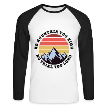 Kein Berg zu hoch, kein Weg zu lang - Unisex Baseballshirt langarm - Weiß/Schwarz - Vorne - Nik (191cm)