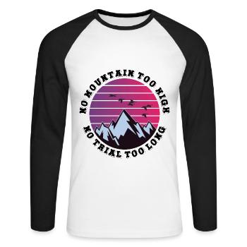 Kein Berg zu hoch, kein Weg zu lang - Unisex Baseballshirt langarm - Weiß/Schwarz - Vorne - Nik (191cm)