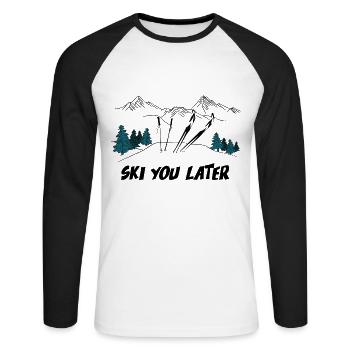 Ski you Later - Sports d’hiver - T-shirt baseball manches longues Homme - blanc/noir - Devant - Nik (191cm)