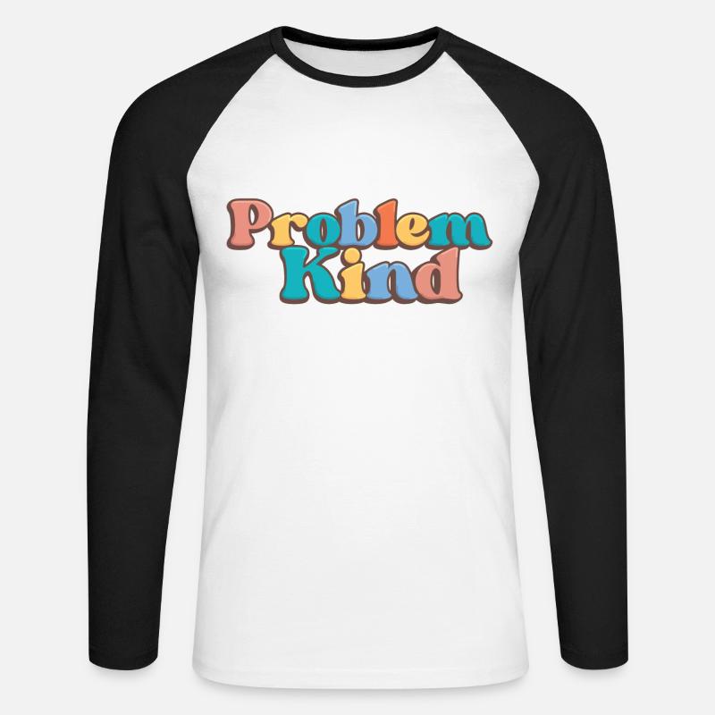 Problemkind - Unisex Baseballshirt langarm - Weiß/Schwarz