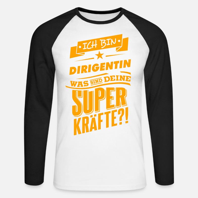 Be a hero - Dirigentin Geschenk - Unisex Baseballshirt langarm - Weiß/Schwarz