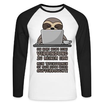 Keine Verbindung zu Elan Tatenvolumen aufgebraucht - Unisex Baseballshirt langarm - Weiß/Schwarz - Vorne - Nik (191cm)