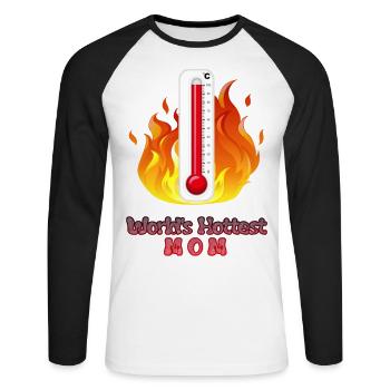 Fête des Mères Fête des Mères - T-shirt baseball manches longues Homme - blanc/noir - Devant - Nik (191cm)