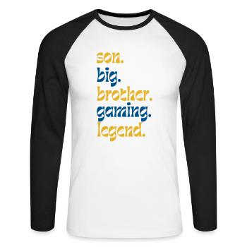 SON BROTHER GAMING LEGEND for gamer typography - Unisex Long Sleeve Baseball T-Shirt - white/black - Front - Nik (191cm)