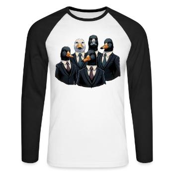 Boss Enten - Unisex Baseballshirt langarm - Weiß/Schwarz - Vorne - Nik (191cm)