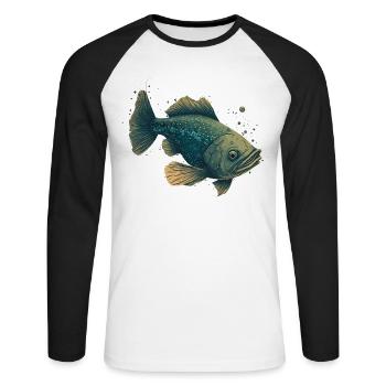 Funny Fish - Unisex Long Sleeve Baseball T-Shirt - white/black - Front - Nik (191cm)