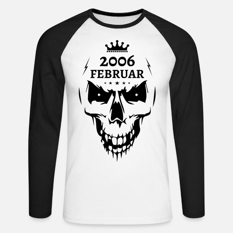 Februar 2006 Totenkopf - Unisex Baseballshirt langarm - Weiß/Schwarz