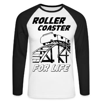 Roller Coaster For Life - Unisex Baseballshirt langarm - Weiß/Schwarz - Vorne - Nik (191cm)