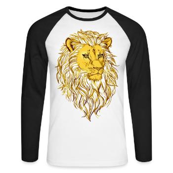 Tête de lion - T-shirt baseball manches longues Homme - blanc/noir - Devant - Nik (191cm)