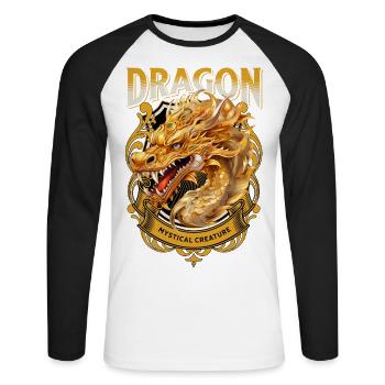 dragon, fantasy, magic, mysticism, mythology, creature - Unisex Long Sleeve Baseball T-Shirt - white/black - Front - Nik (191cm)