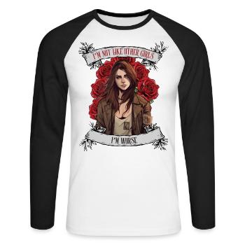 I'm not like other women, I'm worse - Unisex Long Sleeve Baseball T-Shirt - white/black - Front - Nik (191cm)