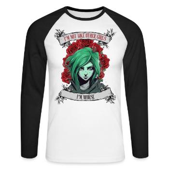 I'm not like other women, I'm worse - Unisex Long Sleeve Baseball T-Shirt - white/black - Front - Nik (191cm)