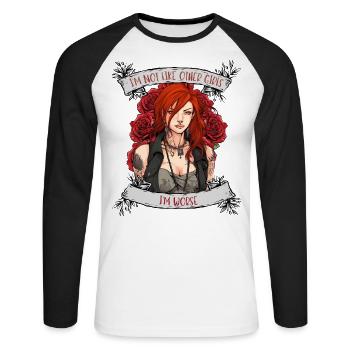 I'm not like other women, I'm worse - Unisex Long Sleeve Baseball T-Shirt - white/black - Front - Nik (191cm)