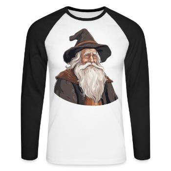 The White Wizard - Unisex Long Sleeve Baseball T-Shirt - white/black - Front - Nik (191cm)