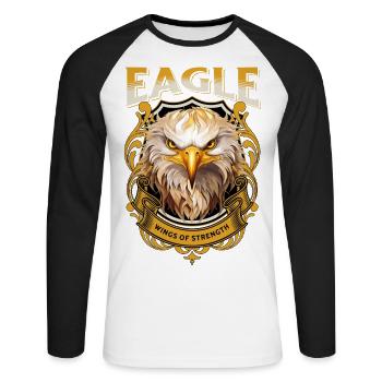 aigle, tête d’aigle, oiseau de proie, oiseau de proie, animal, nature - T-shirt baseball manches longues Homme - blanc/noir - Devant - Nik (191cm)