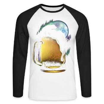 23F 0226 bk - Unisex Long Sleeve Baseball T-Shirt - white/black - Front - Nik (191cm)