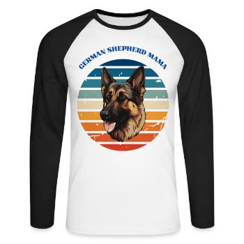 German Shepherd Mama - Unisex Long Sleeve Baseball T-Shirt - white/black - Front - Nik (191cm)