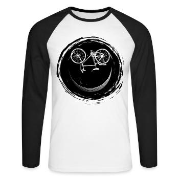 Bicycle Face - Unisex Long Sleeve Baseball T-Shirt - white/black - Front - Nik (191cm)