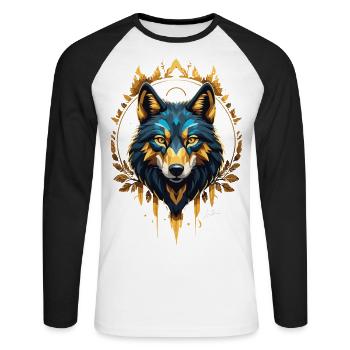 Loup or géométrique - T-shirt baseball manches longues Homme - blanc/noir - Devant - Nik (191cm)