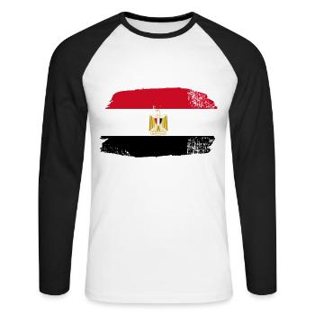 Flag of Egypt - Unisex Long Sleeve Baseball T-Shirt - white/black - Front - Nik (191cm)