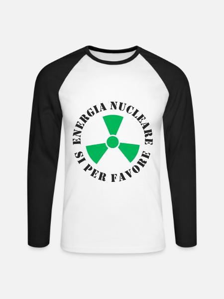 Kernkraft, Ja bitte - Unisex Baseballshirt langarm - Weiß/Schwarz
