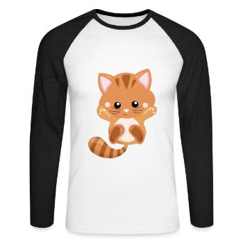 CATS - T-shirt baseball manches longues Homme - blanc/noir - Devant - Nik (191cm)
