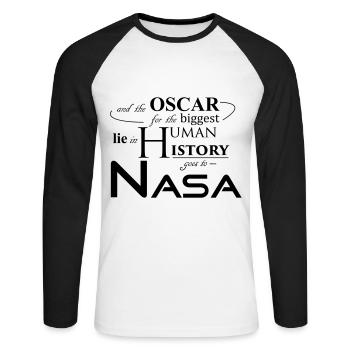 Terre Nasa - T-shirt baseball manches longues Homme - blanc/noir - Devant - Nik (191cm)