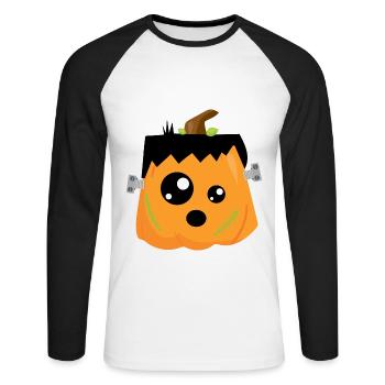 citrouille - T-shirt baseball manches longues Homme - blanc/noir - Devant - Nik (191cm)
